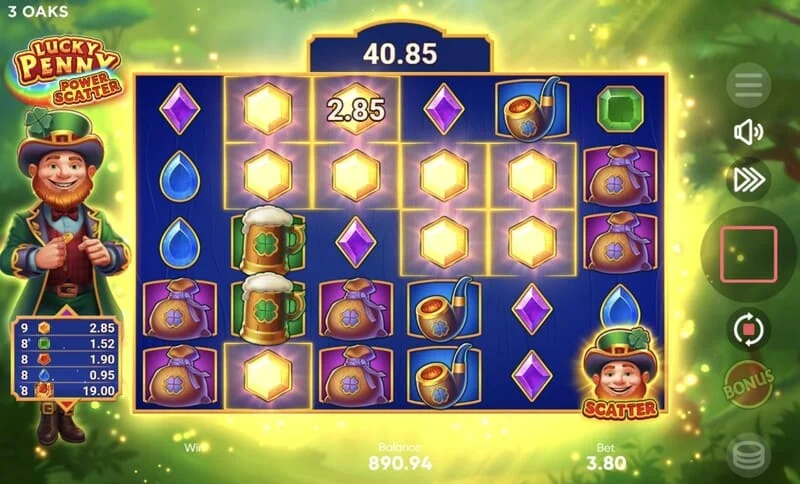 Lucky Penny Power Scatter - βασικό παιχνίδι με διαδοχικές εξαφανίσεις και συσσωρευτικό πολλαπλασιαστή